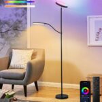Smart LED Floor Lamp, 24W Super Bright Floor Lamps for Living Room, 2 in 1 Color Changing RGB and White Light & Brightness Dimmable with Remote & Smart APP for Reading Light for Bedroom, Office
