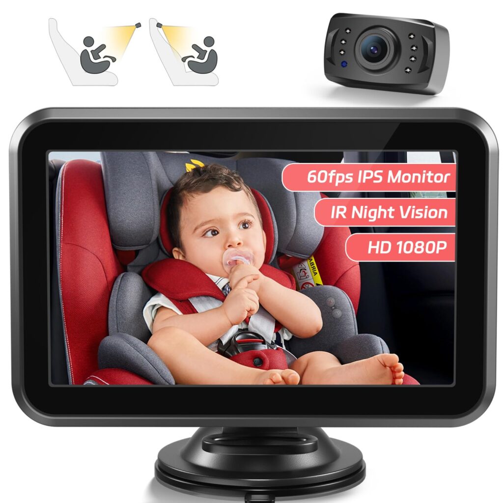 Itomoro Baby Car Camera, 4.3” 1080P Night Vision Car Baby Mirror with Camera 5 Mins Easy Installation Crystal Clear Wide View for Rear Facing Seat ACZ407