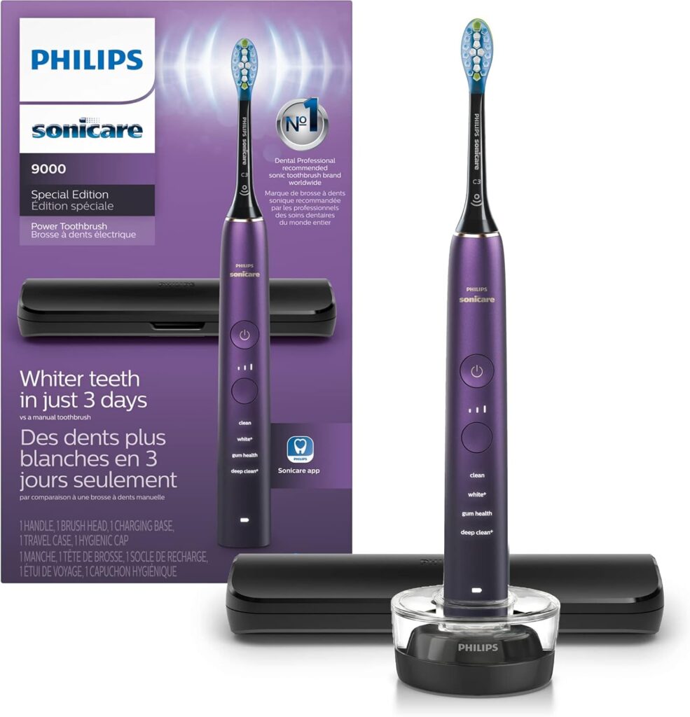 PHILIPS Sonicare 9000 Special Edition Rechargeable Toothbrush, Black/Purple, HX9911/91