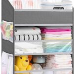 Hanging Diaper Caddy Organizer Crib Organizer–Spacious Baby Girl/Boy Nursery Storage Organizer for Changing Table, Playpen/Wall- Hold 90+ Diaper (Grey)