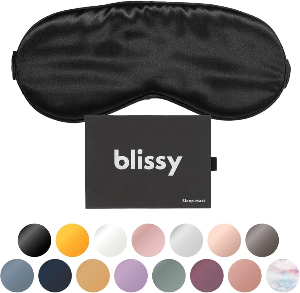 Blissy Silk Sleep Mask – Silk Eye Sleeping Mask for Women & Men for Total Blackout – Silk Eye Mask – 100% Pure Mulberry Silk, 22 Momme 6a Fibers – Blindfold Silk Sleep Mask Side Sleeper Eye Cover