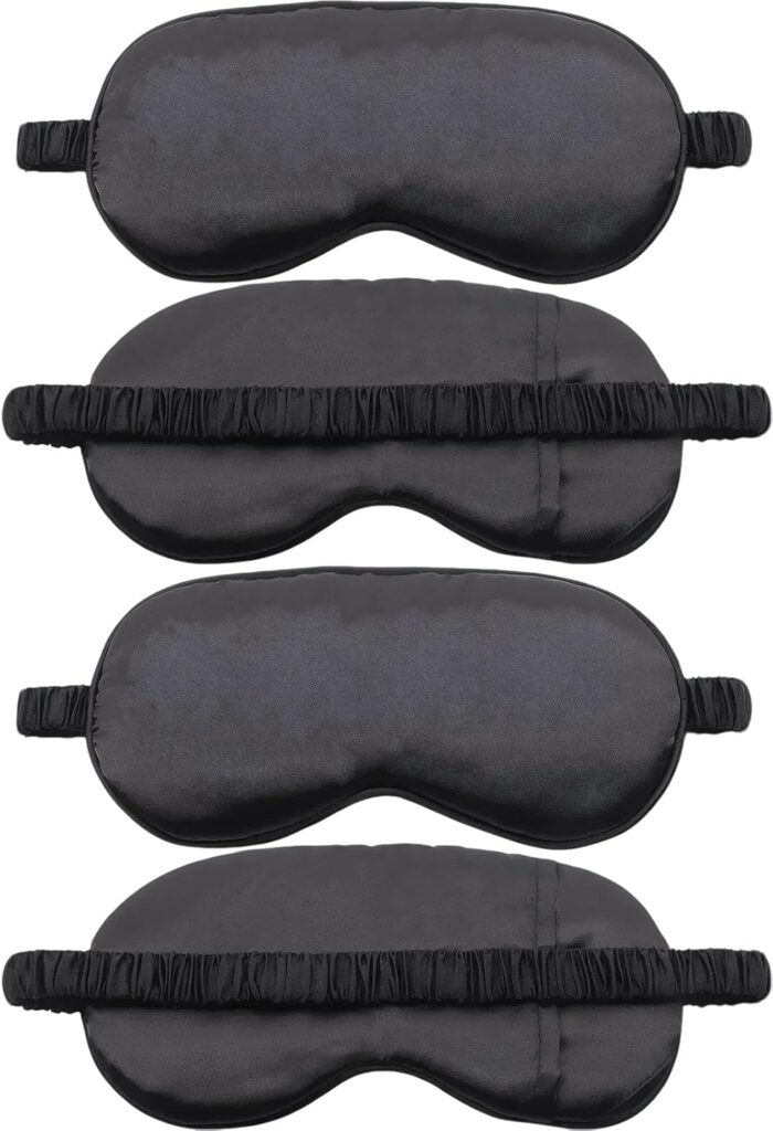 4 Pack Sleep Mask for Women & Men, 100% Blackout Silky Eye Cover, Zero Eye Pressure Soft Satin Blindfold with Elastic Adjustable Strap, Lightweight Night Eyes Shade for Travel Nap Side & Back Sleepers