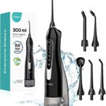 COSLUS Water Dental Flosser Teeth Pick: Portable Cordless Oral Irrigator 300ML Rechargeable Travel Irrigation Cleaner IPX7 Waterproof Electric Flossing Machine for Teeth Cleaning C20(F5020E)