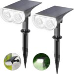 Linkind Solar Lights Outdoor Waterproof IP67, StarRay Dusk-to-Dawn Outdoor Solar Lights, 3 Lighting Modes Solar Spot Lights Outdoor for Garden, Yard, Landscape (Daylight, 2 Pack)