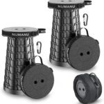 NUMANU 2-Pack 2025 Upgraded Collapsible Stool & Dual Carry Bag + Clips, Max 620lb Portable Folding Stool, Height Adjustable Retractable Telescopic Seat, Travel Chair, Foldable Camping Stool/Footrest