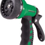 Dramm® Revolver Heavy Duty 9-Pattern Garden Hose Nozzle – Adjustable Metal Spray Gun with Thumb-Control Flow & Ergonomic Grip – Green