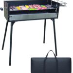 “Piano” Tool-Free Portable BBQ Charcoal Grill, 28″ Large Cooking Grate, Adjustable Grilling Heat Design, Ultra-Slim Foldable Design w/Large Carrying Bag, 2-Section Adjustable Leg Height