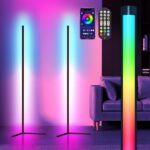 Corner Floor Lamp, 2 Pack LED Corner Lamp with App/Remote/Button Control, Smart RGB Floor Lamp with 16 Million DIY Colors & 68+ Scene, 300+ Scene, Music Sync for Living Room, Bedroom, Gaming Room