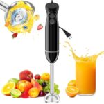 Bonsenkitchen Hand Blender, Immersion Blender with 2 Mixing Speed, Electric Handheld Mixer Portable Stick Mixer with Stainless Steel Blades for Soup, Smoothie, Puree, Baby Food