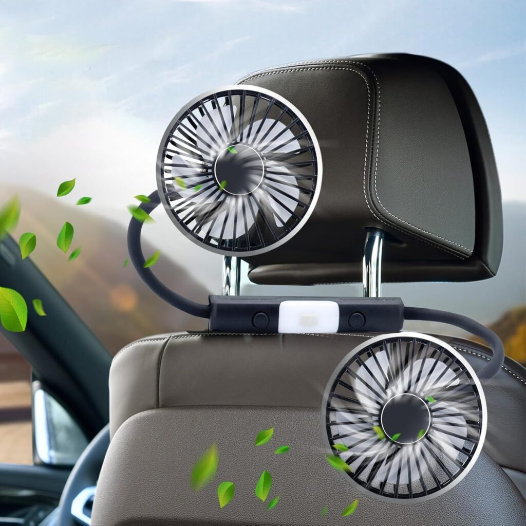Backseat Car Fan for Backseat Kids, Adjustable Car Backseat Fan for Baby Rear Facing Back Seat (No Battery)