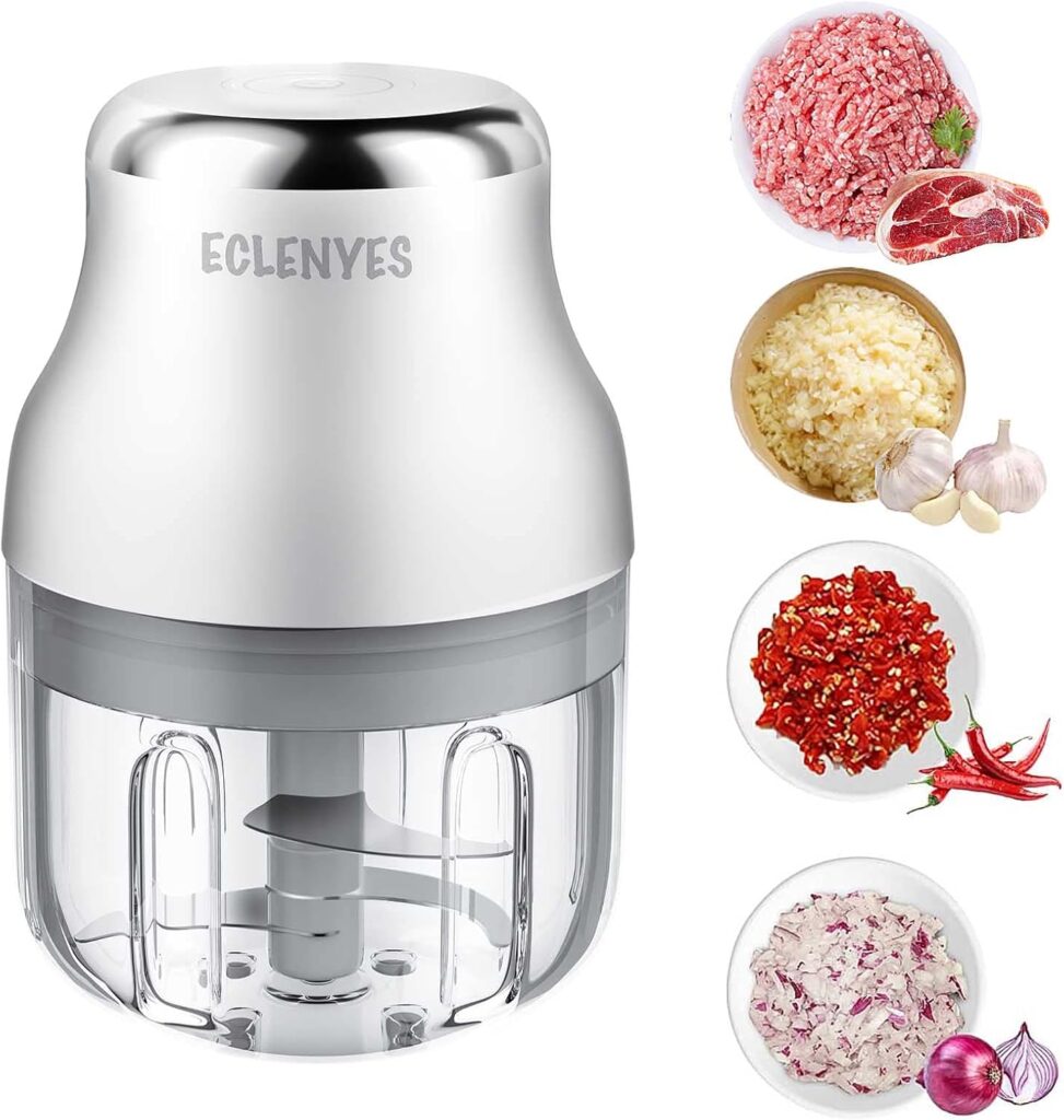 Garlic Chopper, Mini Food Processor, USB Rechargeable Mini Chopper, Powerful Garlic Crusher, Blender to Vegetable, Wireless Vegetable Chopper for Ginger, Chili, Fruit, Meat, etc（250ML）