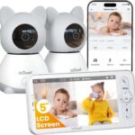 ieGeek Baby Monitor with 2 Cameras, 5″ Large Screen Split-Screen Video Baby Monitor | 2K HD Non-WiFi Monitor with App & Parent Unit | Night Vision, 2-Way Audio, Cry Detection, Temperature Sensor