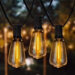 Outdoor String Lights 36ft with LED Filament Bulbs 30+2(Spare) Dimmable Shatterproof Waterproof, for Indoor/Outdoor Decoration and Lighting, Edison Vintage Style Warm 2200K