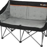 Oversized Double Camping Chair for Adults, Fully Padded Folding Camping Chairs Loveseat, Big Heavy Duty Outdoor Patio Lawn Chair with Arm Cup Holder