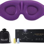 MZOO Luxury Sleep Eye Mask for Side Sleeper Men Women, Zero Eye Pressure 3D Sleeping Mask, Light Blocking Patented Design Night Blindfold, Soft Eye Shade Cover for Travel, Purple