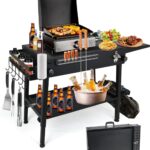 ELITEWILL Griddle Stand With Wheels Portable Outdoor Grill Table Fit for Blackstone 17 Inch Or 22 Inch Griddle Foldable Cart Table Suitable for Travel/Camping and Outdoor Meals