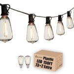 Outdoor String Lights 150 FT Patio Lights String with 75 Dimmable ST38 Plastic LED Bulbs,Vintage Shatterproof Edison String Lights Waterproof for Bistro Balcony Backyard and Gazobos.