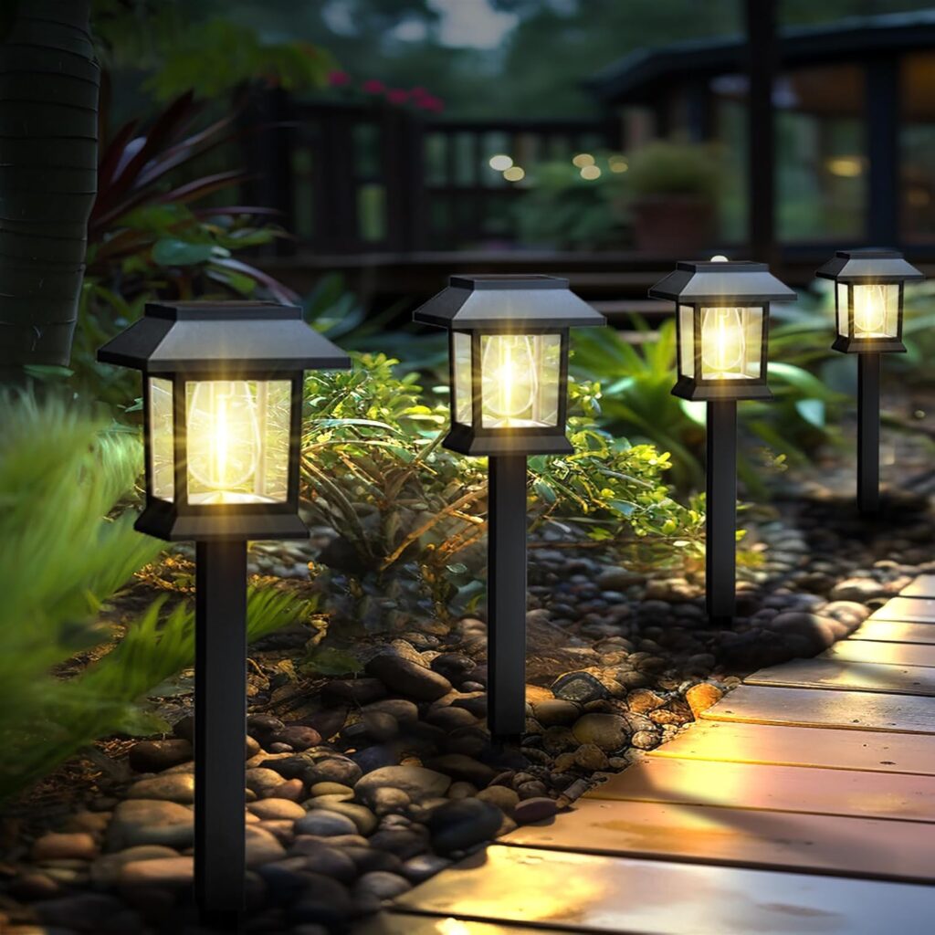 Solar Lights Outdoor,12 Pack Waterproof Auto On/Off Solar Pathway Lights for Your Garden, Landscape, Path, Yard, Patio, Driveway,Walkway Decor
