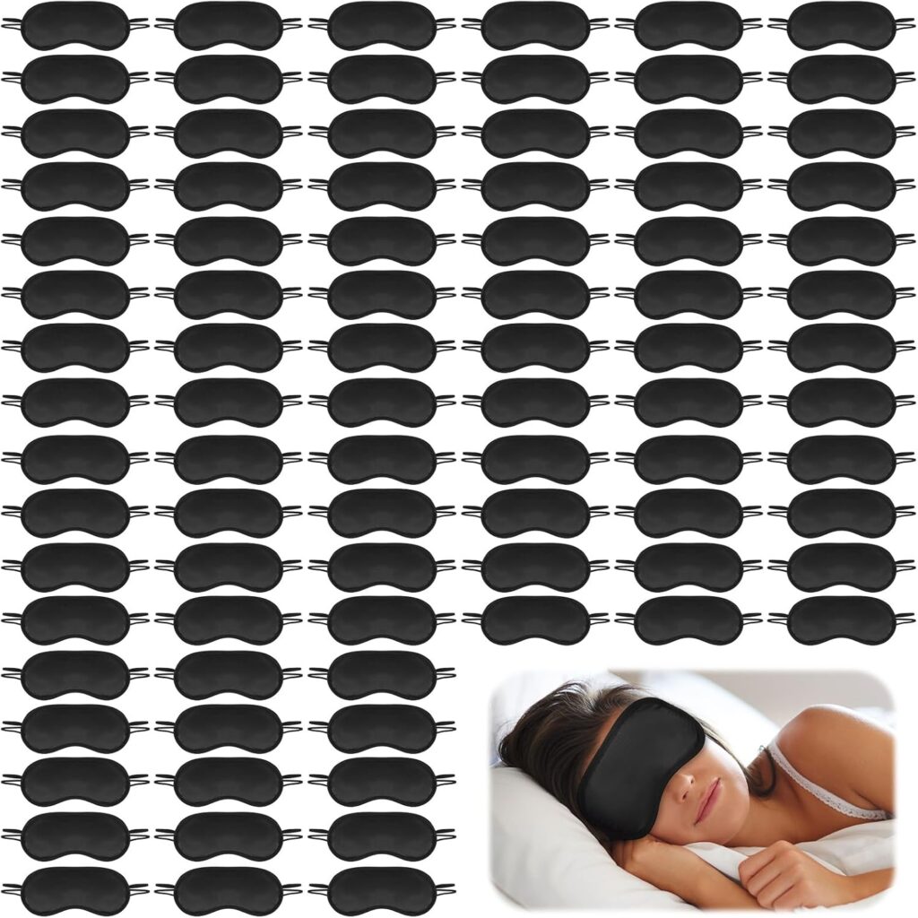 200 Pcs Eye Mask Seep Blindfold Eye Cover with Adjustable Strap, Blind Folds for Party Games Adult Play, Soft Eyes Masks Bulk for Team Building Travel Individually Wrapped Sleep Mask for Men Women