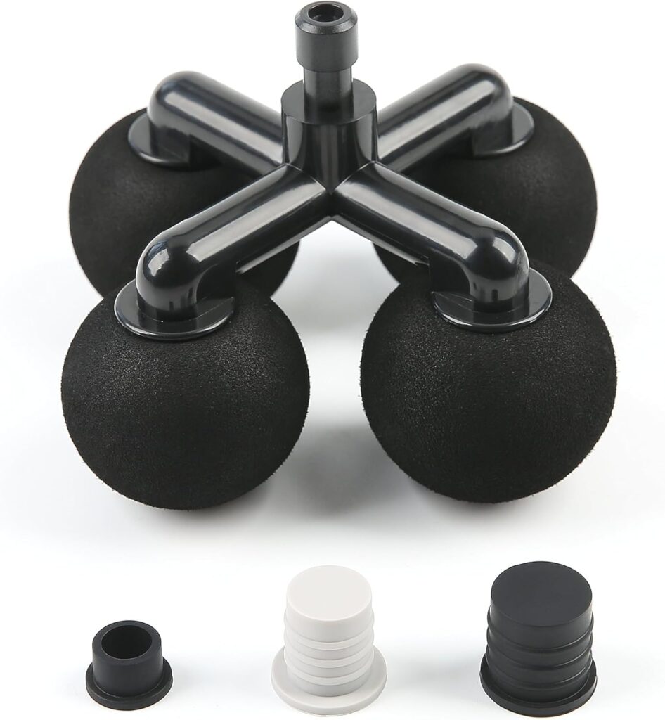 Massager Head with 4 Round Balls Massage Gun Soft Heads Replacement 4 Balls Massage Head with 3 Sizes Silicone Adapters