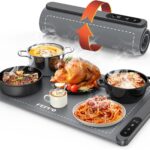 FEPPO Food Warming Mat, Upgrade High-tech Graphene Heating Film, Fast Full Surface Electric Warming Tray with 6 Level Adjustable Temperature and 6 Hours Timer, Roll Up Food Warmers for Parties Buffet