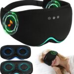 LC-dolida Bamboo Cotton Bluetooth Sleep Mask, 2 in 1 3D Soft Sleep Mask with Sleep Headphones, Sleep Eye Mask with Timming Setting, Blackout Sleeping Mask for Side Sleepers, Women Men, Black