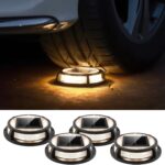 LUTEC 4 Pack Solar Driveway Lights, 12 LEDs IP67 Waterproof Outdoor Solar Dock Driveway Marker Lights for Step, Sidewalk, Pathway, Patio, Garden(Warm White)