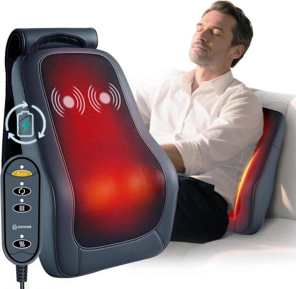 COMFIER Cordless Back Massager with Heat,Vibration & Shiatsu Neck Back Massager for Pain Relief Deep Tissue,Rechargeable Nekc Shoulder Massager Portable,Gifts for Mom Dad