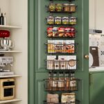 Over The Door Organizer，8-Tier Over The Door Pantry Organizer with Adjustable Baskets，Metal Hanging Pantry Organizers and Storage for Kitchen, Back of Door Seasoning Rack (Black)