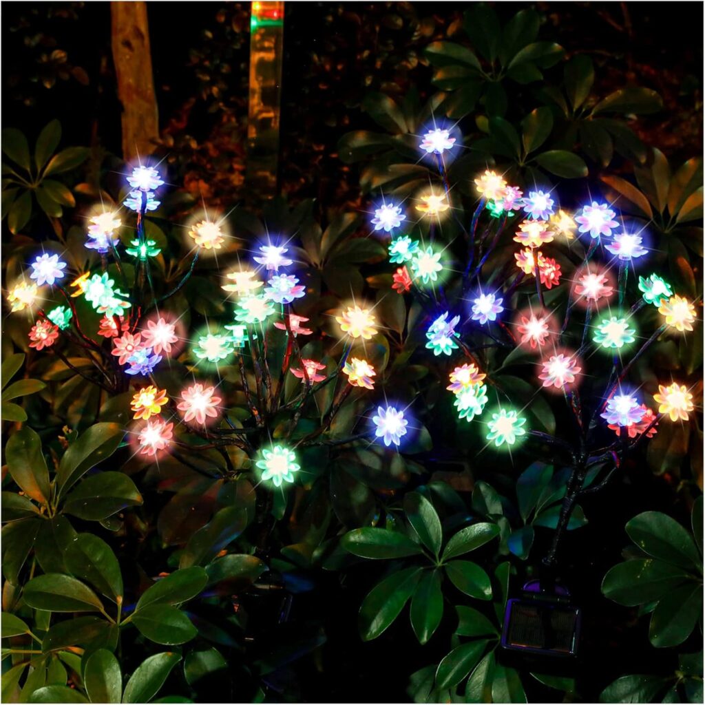 TONULAX Solar Garden Lights – Upgraded Landscape Tree Lights with Larger Solar Capacity, Decorative Light Outdoor for Pathway, Patio, Front Yard Decoration(2 Pack)