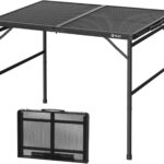 VILLEY Grill Table, 3ft Folding Camping Table with Aluminum Adjustable Legs, Portable Lightweight Camp Table for Beach Picnics and Outdoor Cooking
