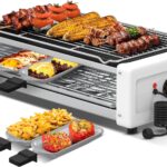 Corekit Smokeless Indoor Electric Grill 4 -in-1 Nonstick Countertop Grill for Kitchen & Dorm, Adjustable Temperature, Removable Plates, Easy to Clean, 1700W Electric Griddle for BBQ