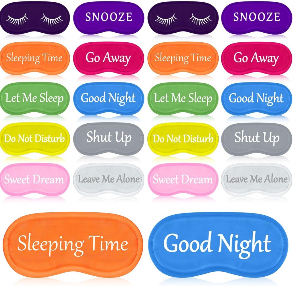 Eurzom 20 Pieces Funny Eye Sleeping Mask Bulk with Adjustable Strap Blackout Eye Sleep Mask for Night Blindfold Cover for Women Men(Bright Colors)