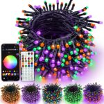 YIQU Smart Color Changing Halloween Lights, 66 FT 200 LED RGB Christmas String Lights with Remote App Control & Timer, Music Sync Multiple Modes Twinkle Light Waterproof Indoor Outdoor Decor