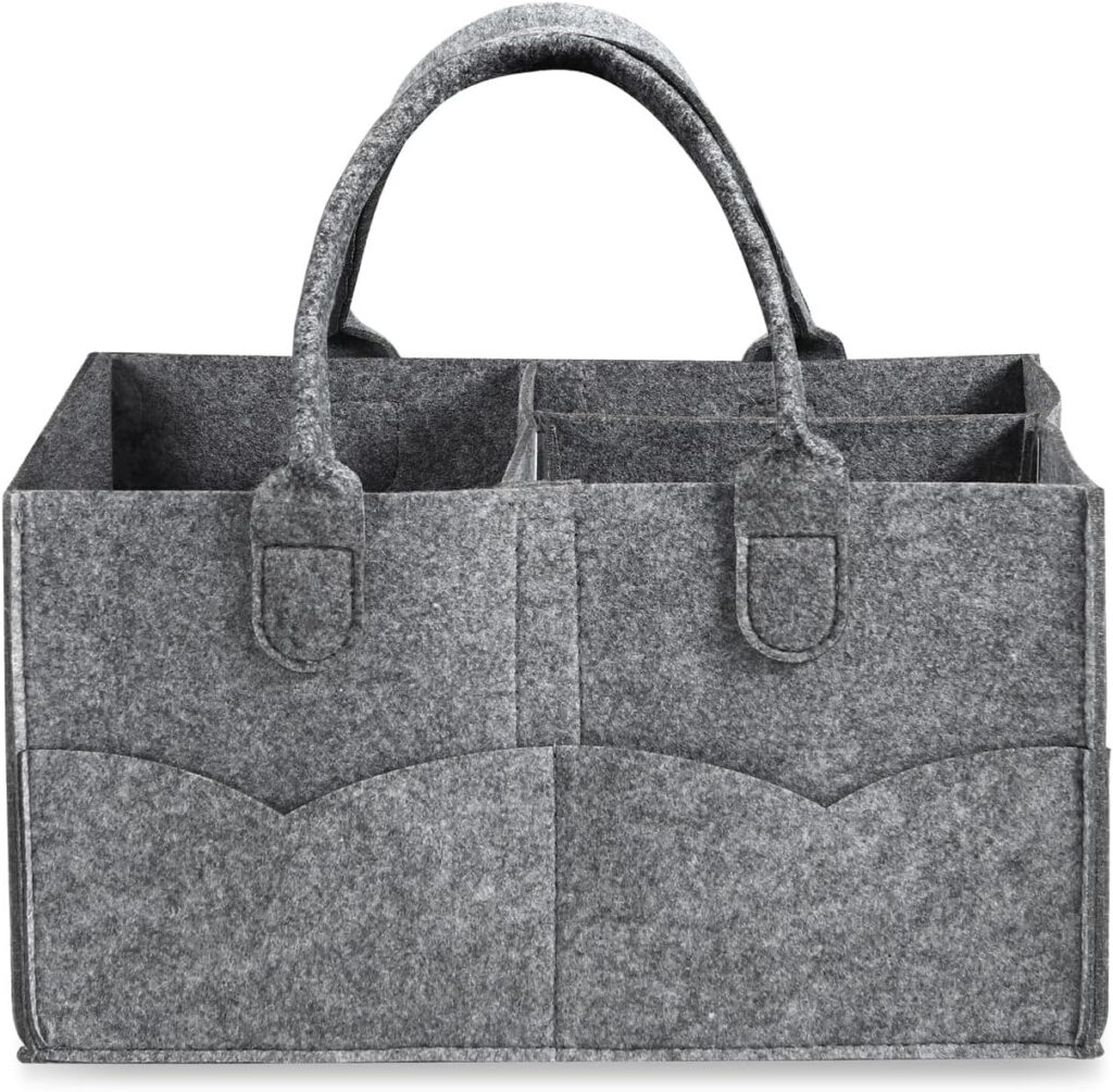 PandaEar Baby Diaper Caddy Organizer, Portable Travel Diaper Organizer, Nursery Caddy Basket with Divided Design