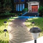 pearlstar 8 Pack Solar Lights Outdoor Waterproof, Warm White Pathway Lights Solar Powered,Solar Garden Light,Landscape Lighting for Decor,Patio,Garden,Yard,Pathway,Walkway