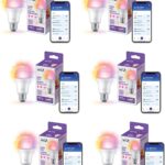 WiZ LED Smart Light Bulbs, Sunset to Sunrise Automation + Motion Detection + Control with Voice or App, Full Color A19 60W 800LM E26 Indoor, Matter Compatible – 6 Pack