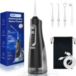 Cordless Water Flosser Teeth Cleaner Dental Oral Irrigator Picks Portable and Rechargeable 310ml Water Tank IPX7 Water Proof for Home and Travel Infiwarden (Black)