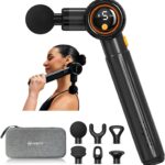 NAPRE Massage Gun with Extension Handle and 3 Adjustable Angles,Deep Tissue Back Massage for Neck/Shoulders/Waist/Legs/Body Pain Relief,Handheld Percussion Muscle Massager with Portable Case,Black