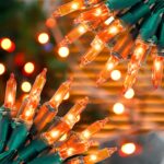 Hopolon Orange Halloween Lights, 2PACK 13ft 50 Orange Lights String,120V UL Certified String Light, Plug in Green Wire Fall Light Waterproof for Spooky Thanksgiving Party Decor(2pcs)