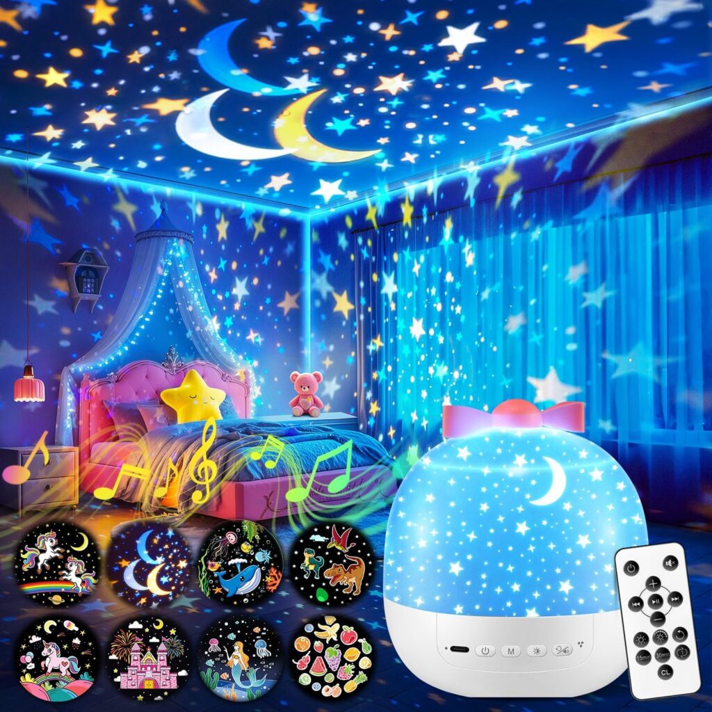 【GIFTS PACKAGE】Unicorn Gifts for Girls NightLight 15 Films+10 Music Soothing Sounds Machine Baby Night Light Projector, LED Star Lights for Ceiling Decor, Kawaii Unicorns Noise Machine for Girls Gifts