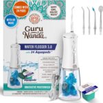 GuruNanda Advanced Dental Water Flosser 3.0 with UV Mode Water Flosser & 24 Aquapods with Mouthwash for Fresh Breath & Plaque Removal, Compact & TSA-Approved