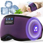 TOPOINT Sleep Mask with Bluetooth Headphones, Breathable Silk Eye Mask for Sleeping Men Women, Bluetooth Sleep Mask Blackout with Speakers, Microphone Handsfree, USB C for Travel Meditation Gifts