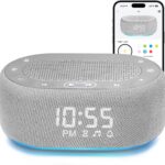 1Mii White Noise Sound Machine for Sleep, Pink Noise Machines for Baby Adults Sleeping, 18 Soothing Sounds with 7-Color Night Light, Timer, Alarm Clock, 16 Volume Levels, Remote App Control – Grey