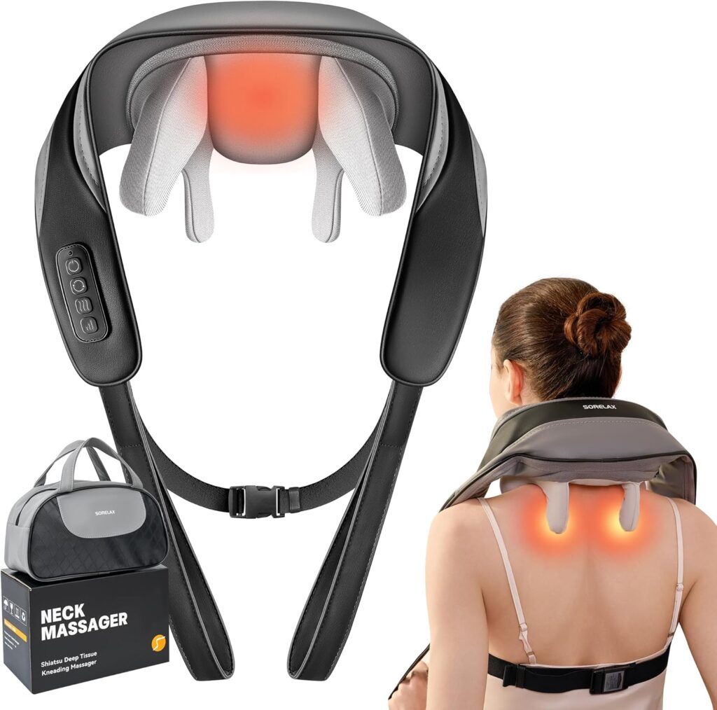 Neck Massager for Pain Relief Deep Tissue, Shiatsu Neck and Back Massager With Heat, Electric Massage Pillow for Shoulder Leg Body Muscle Pain Relief, Gifts For Women Men Mom Dad (Black【with bag】)