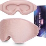 Sleep Mask 3D Eye Mask for Sleeping 100% Light Blocking Eye Covers with Adjustable Strap Night Blindfold for Women Memory Foam Pink