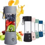 COOK WITH COLOR Mini Portable Blender – 250W Power, 12oz Capacity, Stainless Steel Blade, Wireless/USB Rechargeable, Grey