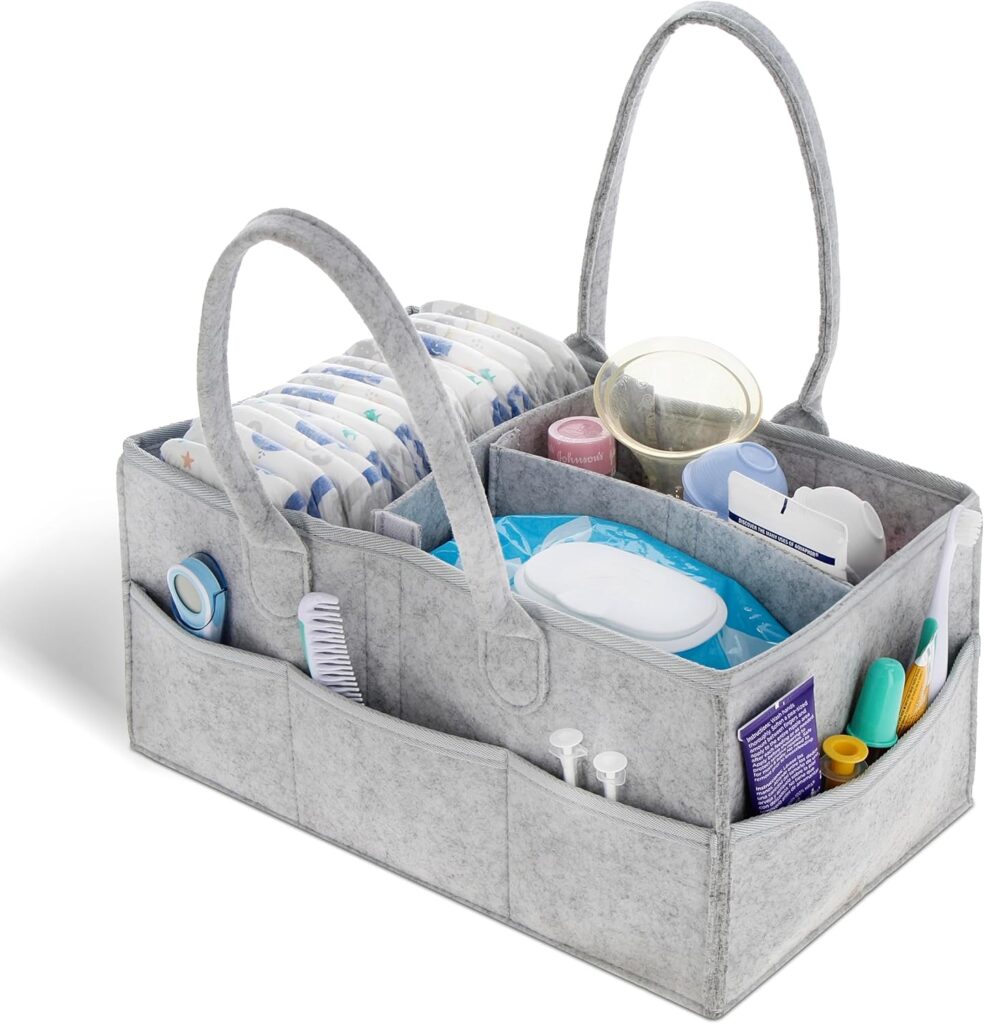 Acorn Baby Diaper Organizer Caddy Bag – Large Felt 15x9in Car and Nursery Organizer and Baby Diaper Caddy Organizer