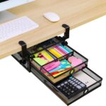 ROSYLINE Under Desk & Desktop Drawer Organizer – 2-Tier Metal Slide Out Drawers Organizer, Storage for Home Office Desk (Black)