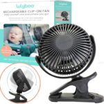Lulyboo Stroller Fan – up to16 hours long-lasting battery – 360-Degree Clip on Fan, USB Charging Battery, Portable Fan for Stroller, Cribs, Car Seats, Outdoor Travel, Powerful Airflow – Black